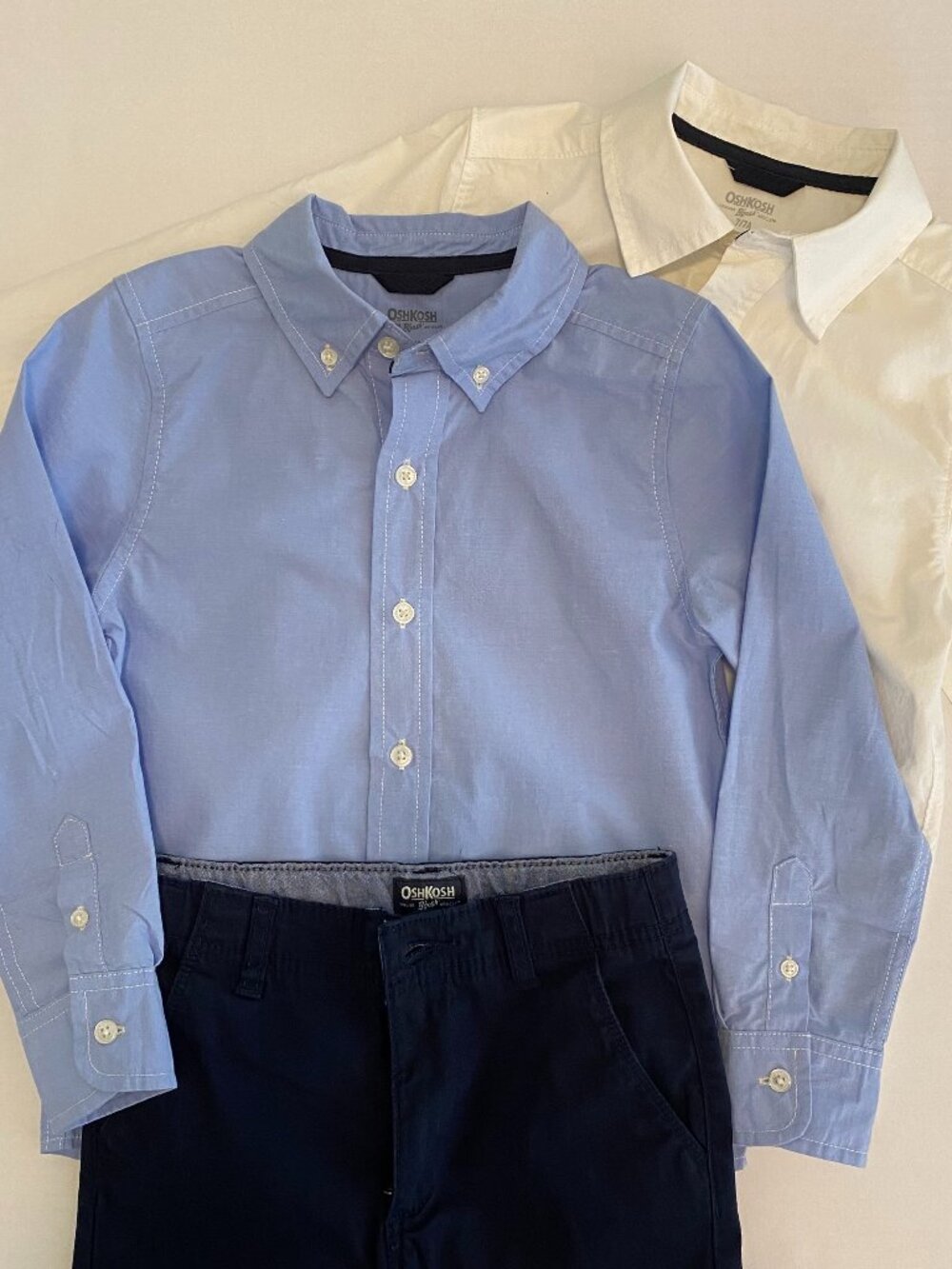 OshKosh Boys Size 7 Dress Clothes/Uniform Bundle | 2 Shirts + Navy Pants